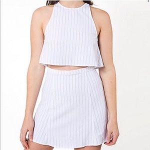 American Apparel 2 Piece skirt and top set white